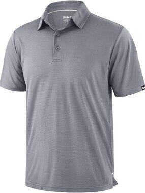 Men'sSilver Grey Golf Shirt Short Sleeve Dry Fit Moisture Wicking Polo Top Activ
